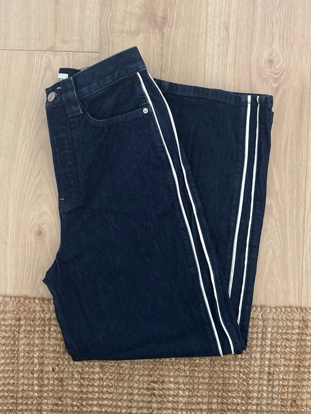 James Street Co Pinstripe Track Denim